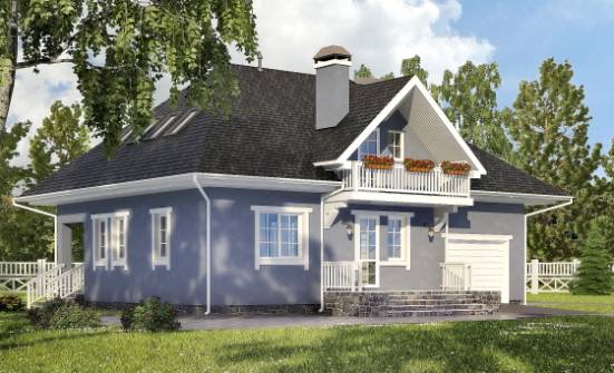 200-001-П Проект двухэтажного дома с мансардным этажом и гаражом, классический домик из бризолита Геленджик | Проекты домов от House Expert