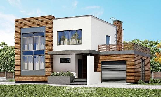 220-003-П Проект двухэтажного дома и гаражом, красивый домик из газосиликатных блоков Геленджик | Проекты домов от House Expert