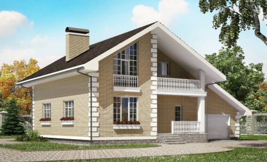 190-005-П Проект двухэтажного дома с мансардным этажом и гаражом, средний домик из газобетона Геленджик | Проекты домов от House Expert