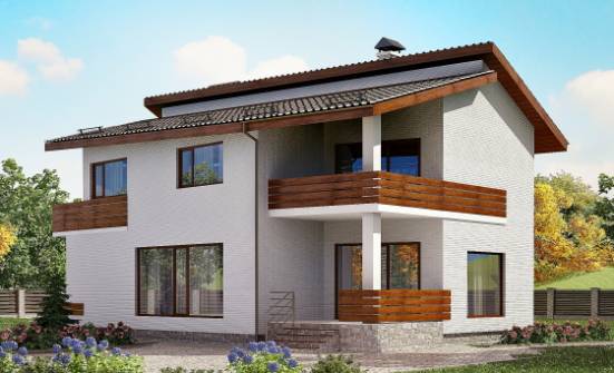 180-009-П Проект двухэтажного дома с мансардой, современный дом из кирпича Геленджик | Проекты домов от House Expert