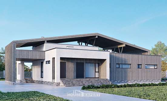 170-011-Л Проект одноэтажного дома, современный загородный дом из кирпича Геленджик | Проекты домов от House Expert