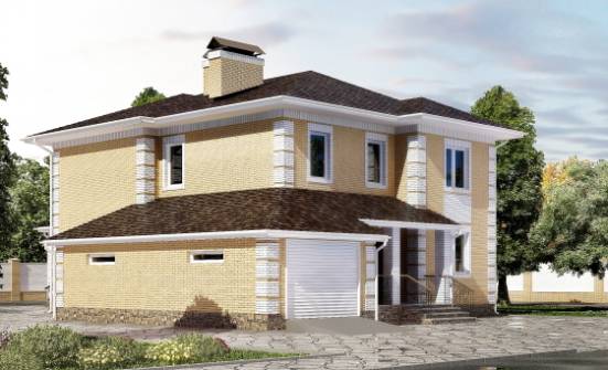 220-006-Л Проект двухэтажного дома и гаражом, классический домик из пеноблока Геленджик | Проекты домов от House Expert