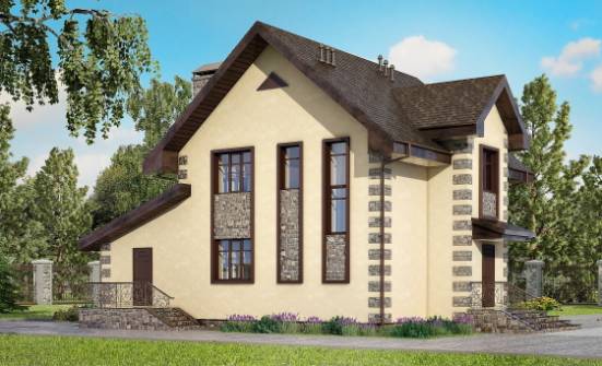 160-004-П Проект двухэтажного дома и гаражом, бюджетный коттедж из керамзитобетонных блоков Геленджик | Проекты домов от House Expert