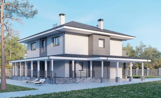 250-004-Л Проект двухэтажного дома, просторный загородный дом из блока Геленджик | Проекты домов от House Expert