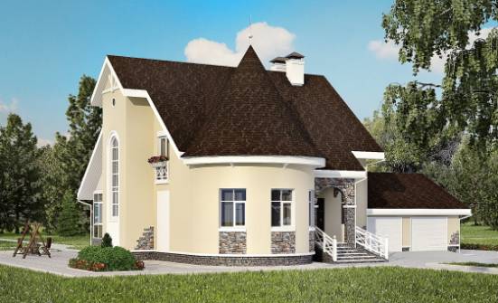 275-001-Л Проект двухэтажного дома с мансардой, гараж, классический коттедж из кирпича Геленджик | Проекты домов от House Expert