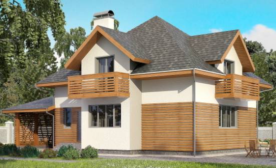 155-004-П Проект двухэтажного дома мансардой и гаражом, скромный домик из теплоблока Геленджик | Проекты домов от House Expert