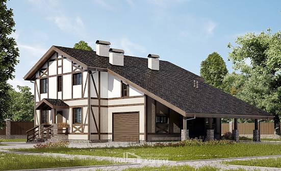 250-002-П Проект двухэтажного дома с мансардой, гараж, классический загородный дом из кирпича Геленджик | Проекты домов от House Expert