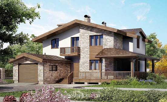 220-001-П Проект двухэтажного дома с мансардой, гараж, уютный дом из блока Геленджик | Проекты домов от House Expert