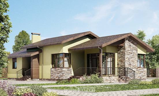 130-007-Л Проект одноэтажного дома, компактный загородный дом из пеноблока Геленджик | Проекты домов от House Expert