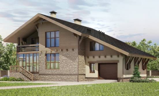 420-001-Л Проект трехэтажного дома с мансардой и гаражом, уютный коттедж из кирпича Геленджик | Проекты домов от House Expert