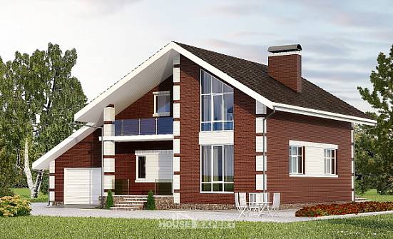 180-001-Л Проект двухэтажного дома мансардой и гаражом, доступный дом из твинблока Геленджик | Проекты домов от House Expert