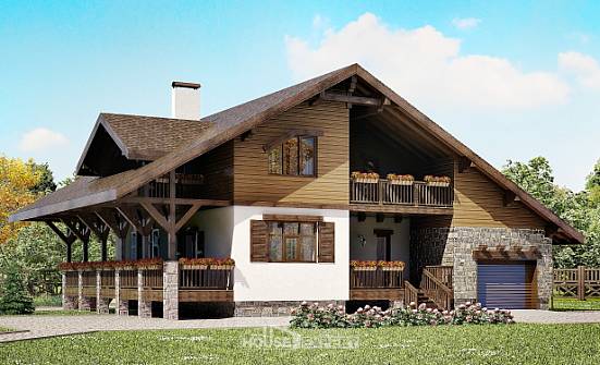 220-005-П Проект двухэтажного дома мансардой и гаражом, простой коттедж из кирпича Геленджик | Проекты домов от House Expert