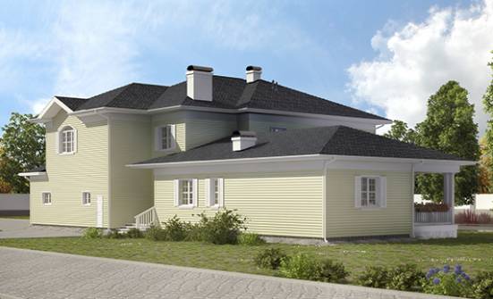 410-002-Л Проект двухэтажного дома и гаражом, классический загородный дом из арболита Геленджик | Проекты домов от House Expert
