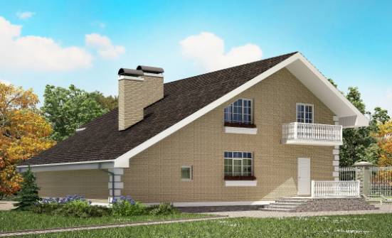 190-005-П Проект двухэтажного дома с мансардным этажом и гаражом, средний домик из газобетона Геленджик | Проекты домов от House Expert