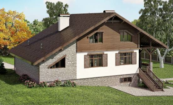 300-003-П Проект трехэтажного дома мансардный этаж, гараж, уютный домик из кирпича Геленджик | Проекты домов от House Expert