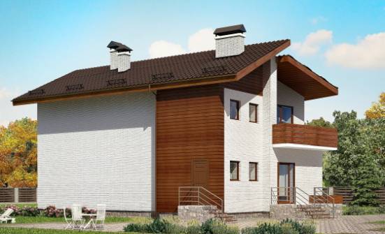 180-009-П Проект двухэтажного дома с мансардой, современный дом из кирпича Геленджик | Проекты домов от House Expert
