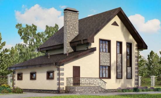 160-004-П Проект двухэтажного дома и гаражом, бюджетный коттедж из керамзитобетонных блоков Геленджик | Проекты домов от House Expert