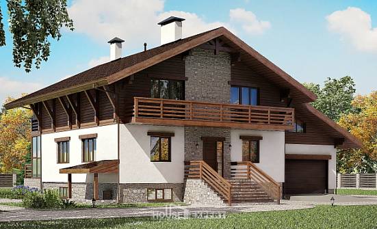 420-001-П Проект трехэтажного дома с мансардой, гараж, классический дом из кирпича Геленджик | Проекты домов от House Expert