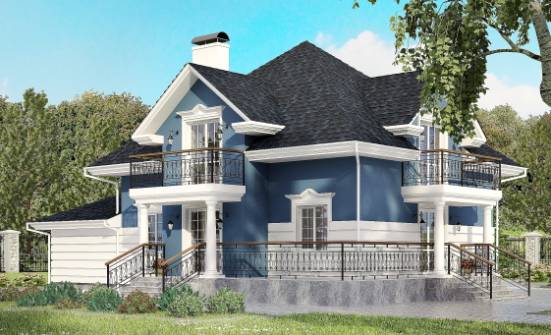 180-002-П Проект двухэтажного дома мансардой и гаражом, просторный дом из кирпича Геленджик | Проекты домов от House Expert