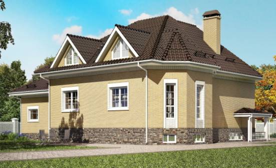 400-001-П Проект трехэтажного дома с мансардой и гаражом, красивый домик из керамзитобетонных блоков Геленджик | Проекты домов от House Expert
