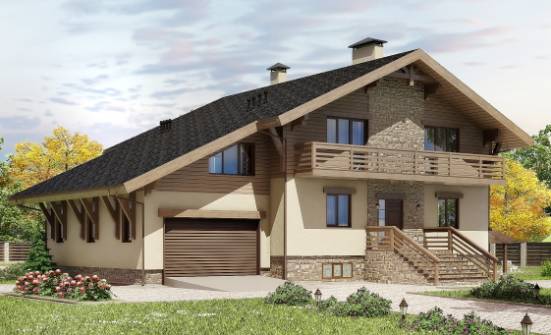 420-001-Л Проект трехэтажного дома с мансардой и гаражом, уютный коттедж из кирпича Геленджик | Проекты домов от House Expert