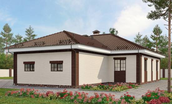 160-015-П Проект одноэтажного дома, гараж, экономичный загородный дом из теплоблока Геленджик | Проекты домов от House Expert