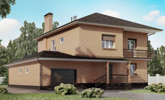 245-003-Л Проект двухэтажного дома и гаражом, средний коттедж из кирпича Геленджик | Проекты домов от House Expert