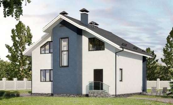 150-005-П Проект двухэтажного дома мансардой, красивый дом из теплоблока Геленджик | Проекты домов от House Expert