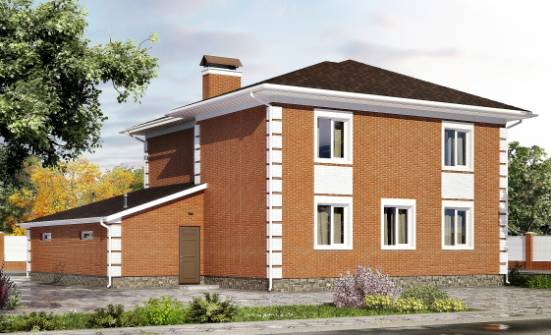 220-004-Л Проект двухэтажного дома, гараж, современный загородный дом из кирпича Геленджик | Проекты домов от House Expert