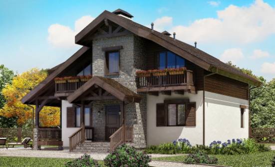 150-004-Л Проект двухэтажного дома с мансардой, доступный домик из газосиликатных блоков Геленджик | Проекты домов от House Expert