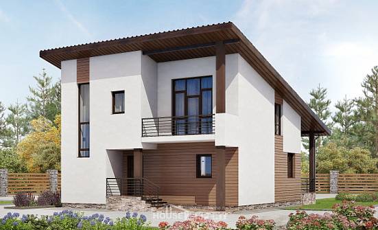 140-005-П Проект двухэтажного дома мансардный этаж, простой домик из теплоблока Геленджик | Проекты домов от House Expert