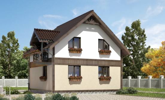 105-001-П Проект двухэтажного дома с мансардой, бюджетный дом из блока Геленджик | Проекты домов от House Expert