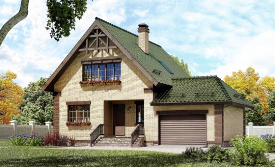 160-007-П Проект двухэтажного дома с мансардой и гаражом, классический загородный дом из бризолита Геленджик | Проекты домов от House Expert
