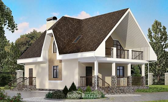 125-001-Л Проект двухэтажного дома с мансардным этажом, доступный дом из арболита Геленджик | Проекты домов от House Expert