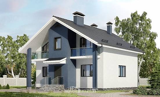 150-005-П Проект двухэтажного дома мансардой, красивый дом из теплоблока Геленджик | Проекты домов от House Expert