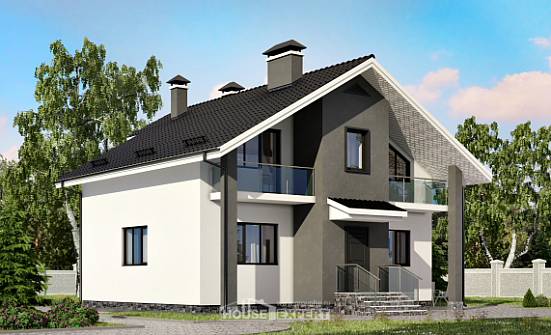 150-005-Л Проект двухэтажного дома с мансардным этажом, недорогой коттедж из теплоблока Геленджик | Проекты домов от House Expert