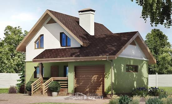 120-002-П Проект двухэтажного дома мансардой и гаражом, современный коттедж из поризованных блоков Геленджик | Проекты домов от House Expert