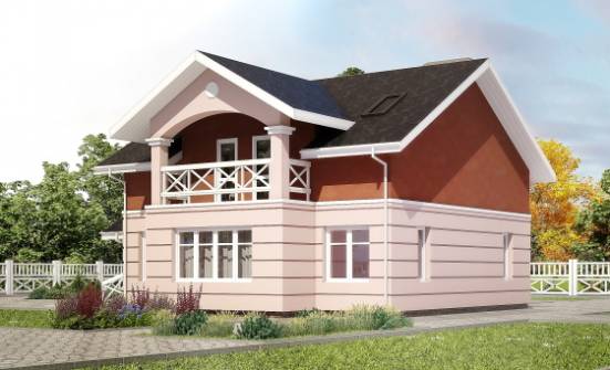 155-009-Л Проект двухэтажного дома мансардой, экономичный дом из керамзитобетонных блоков Геленджик | Проекты домов от House Expert