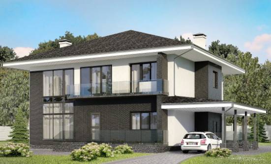 245-002-П Проект двухэтажного дома, гараж, просторный загородный дом из поризованных блоков Геленджик | Проекты домов от House Expert
