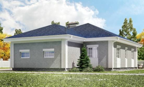130-002-П Проект одноэтажного дома, гараж, недорогой загородный дом из арболита Геленджик | Проекты домов от House Expert