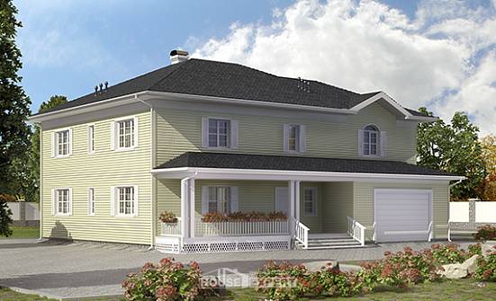 410-002-Л Проект двухэтажного дома и гаражом, классический загородный дом из арболита Геленджик | Проекты домов от House Expert