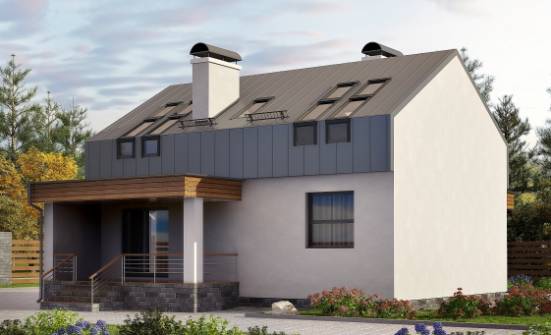 120-004-П Проект двухэтажного дома с мансардой, бюджетный коттедж из теплоблока Геленджик | Проекты домов от House Expert