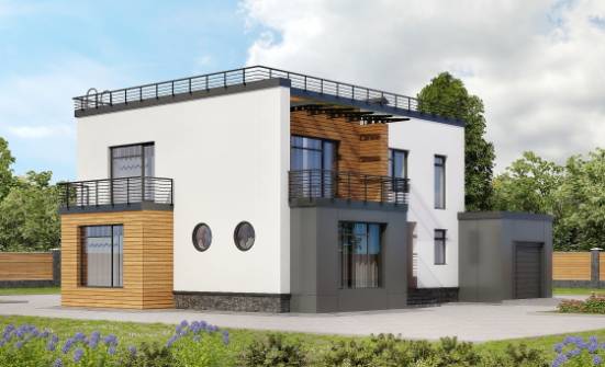 260-002-П Проект двухэтажного дома и гаражом, большой домик из твинблока Геленджик | Проекты домов от House Expert
