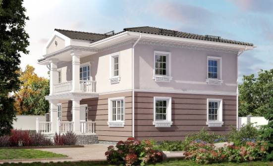 210-005-П Проект двухэтажного дома, классический коттедж из твинблока Геленджик | Проекты домов от House Expert