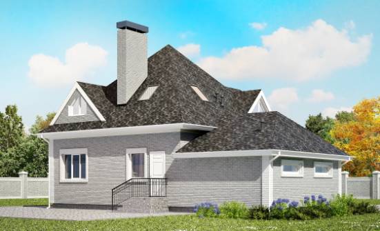 135-001-Л Проект двухэтажного дома с мансардой, гараж, недорогой загородный дом из кирпича Геленджик | Проекты домов от House Expert