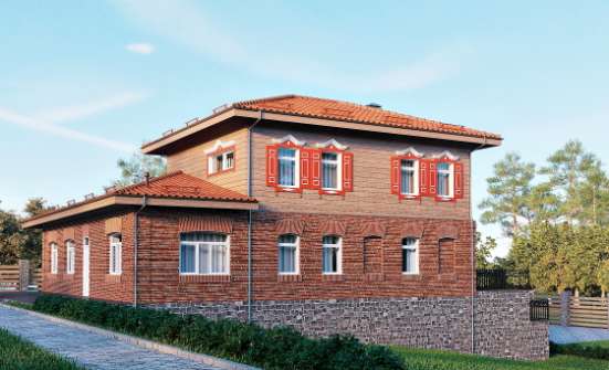 380-002-Л Проект трехэтажного дома и гаражом, просторный коттедж из кирпича Геленджик | Проекты домов от House Expert