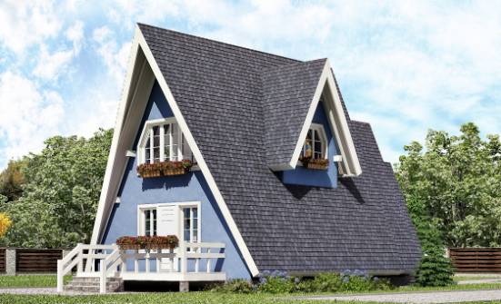 100-002-П Проект двухэтажного дома мансардный этаж, бюджетный коттедж из бревен Геленджик | Проекты домов от House Expert