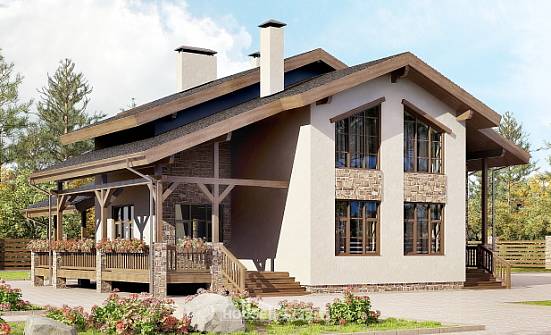 240-003-Л Проект двухэтажного дома с мансардой, классический коттедж из кирпича Геленджик | Проекты домов от House Expert