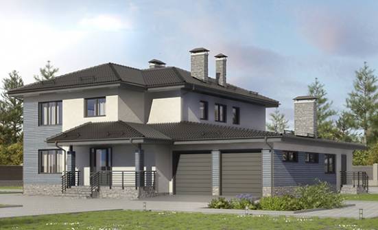 340-005-П Проект двухэтажного дома, гараж, большой загородный дом из бризолита Геленджик | Проекты домов от House Expert