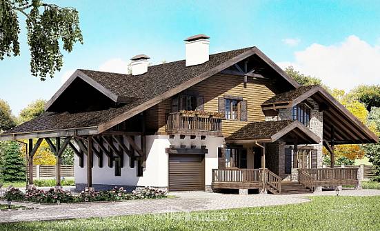 270-001-Л Проект двухэтажного дома с мансардой, гараж, уютный загородный дом из кирпича Геленджик | Проекты домов от House Expert
